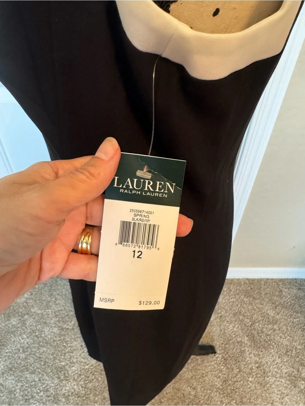 Lauren Ralph Lauren Women’s Sleeveless Black Sheath Dress Magenta & White 12